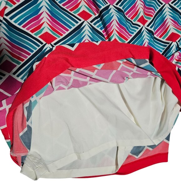 Eliza J Shift Dress Womens Size 16 Geometric Print Blue Pink White Back Zipper - Picture 6 of 9